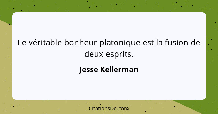 Le véritable bonheur platonique est la fusion de deux esprits.... - Jesse Kellerman