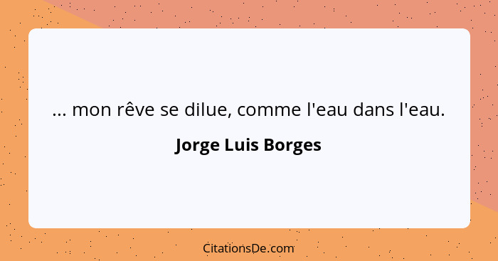 ... mon rêve se dilue, comme l'eau dans l'eau.... - Jorge Luis Borges