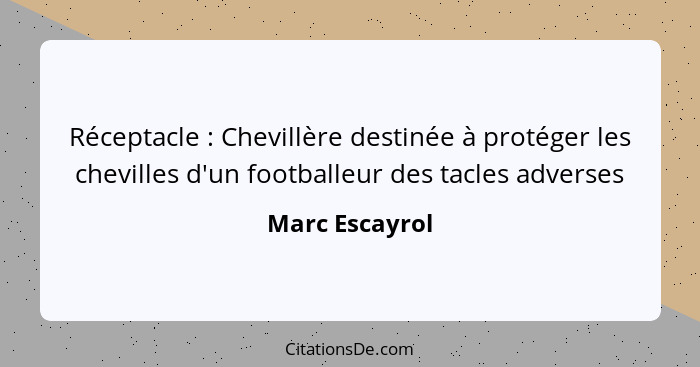 Réceptacle : Chevillère destinée à protéger les chevilles d'un footballeur des tacles adverses... - Marc Escayrol