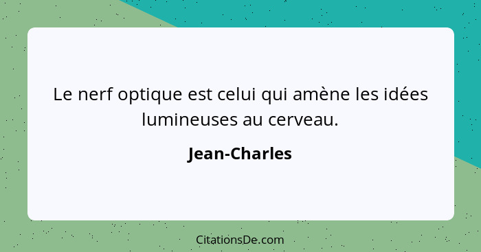 Le nerf optique est celui qui amène les idées lumineuses au cerveau.... - Jean-Charles