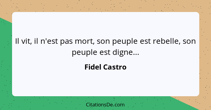 Il vit, il n'est pas mort, son peuple est rebelle, son peuple est digne...... - Fidel Castro