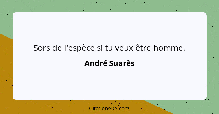 Sors de l'espèce si tu veux être homme.... - André Suarès