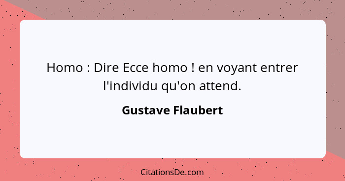 Homo : Dire Ecce homo ! en voyant entrer l'individu qu'on attend.... - Gustave Flaubert