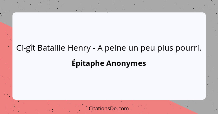 Ci-gît Bataille Henry - A peine un peu plus pourri.... - Épitaphe Anonymes