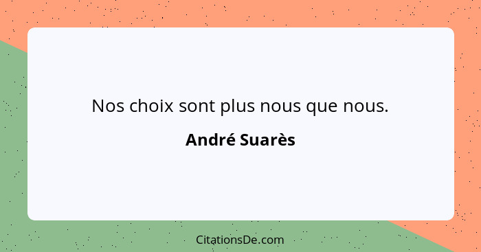 Nos choix sont plus nous que nous.... - André Suarès