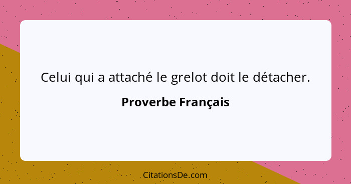 Celui qui a attaché le grelot doit le détacher.... - Proverbe Français