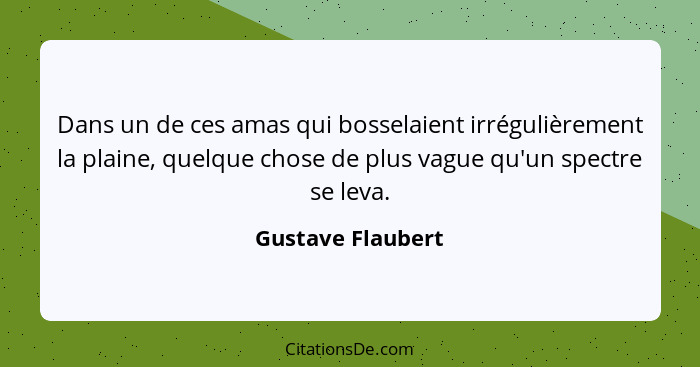 Dans un de ces amas qui bosselaient irrégulièrement la plaine, quelque chose de plus vague qu'un spectre se leva.... - Gustave Flaubert