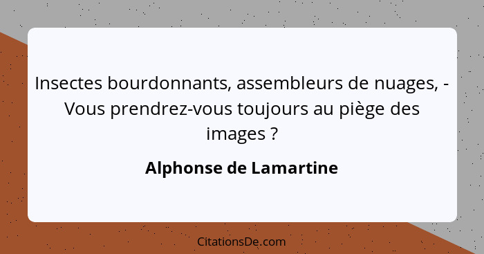 Insectes bourdonnants, assembleurs de nuages, - Vous prendrez-vous toujours au piège des images ?... - Alphonse de Lamartine