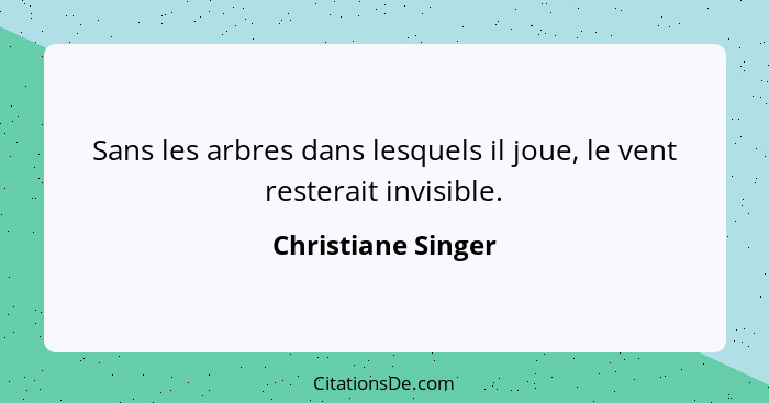 Sans les arbres dans lesquels il joue, le vent resterait invisible.... - Christiane Singer