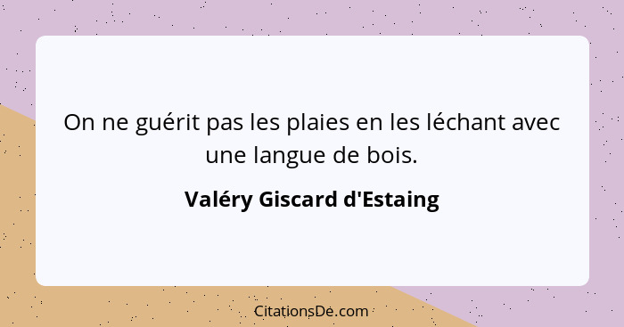 On ne guérit pas les plaies en les léchant avec une langue de bois.... - Valéry Giscard d'Estaing