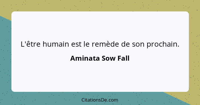 L'être humain est le remède de son prochain.... - Aminata Sow Fall