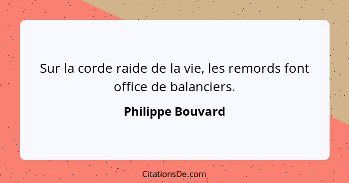 Sur la corde raide de la vie, les remords font office de balanciers.... - Philippe Bouvard