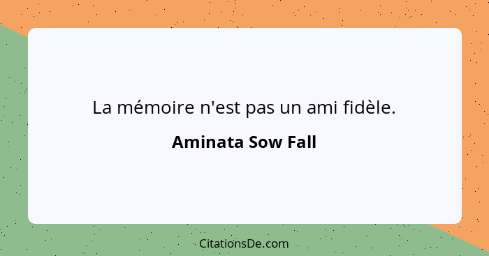 La mémoire n'est pas un ami fidèle.... - Aminata Sow Fall