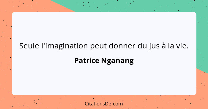 Seule l'imagination peut donner du jus à la vie.... - Patrice Nganang