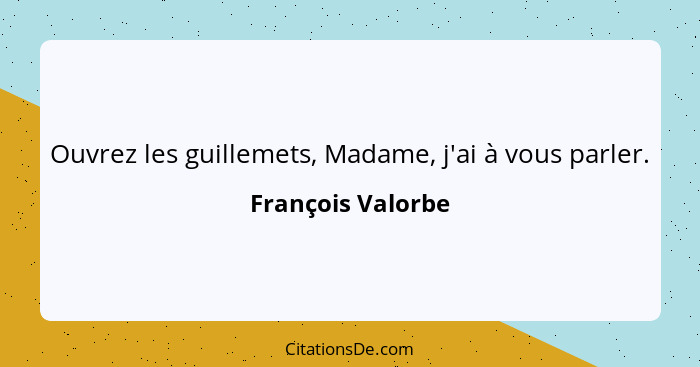 Ouvrez les guillemets, Madame, j'ai à vous parler.... - François Valorbe