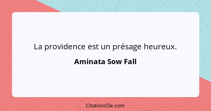 La providence est un présage heureux.... - Aminata Sow Fall