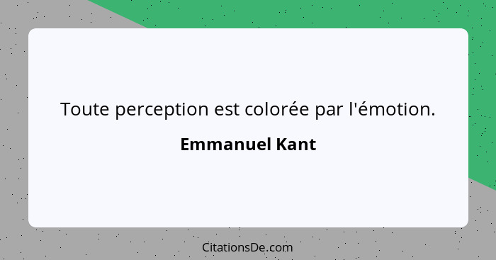 Toute perception est colorée par l'émotion.... - Emmanuel Kant