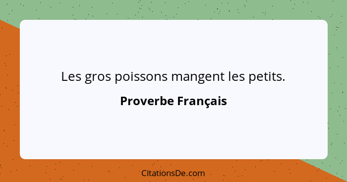 Les gros poissons mangent les petits.... - Proverbe Français