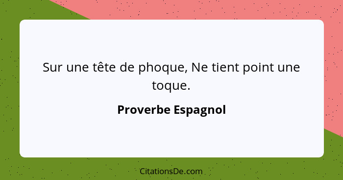 Sur une tête de phoque, Ne tient point une toque.... - Proverbe Espagnol