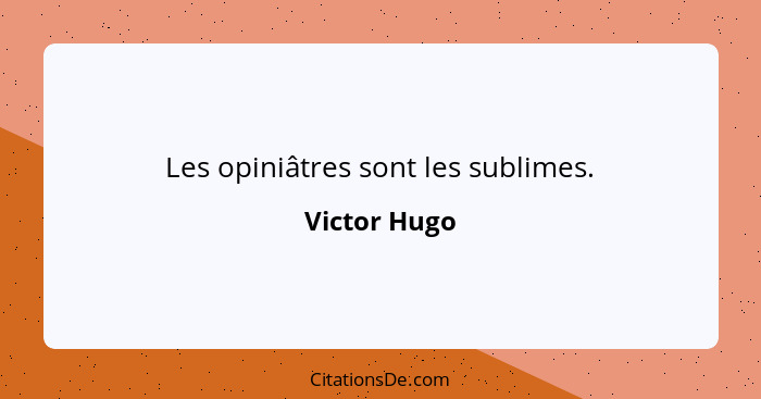 Les opiniâtres sont les sublimes.... - Victor Hugo