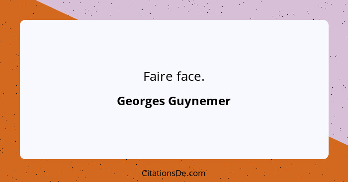 Faire face.... - Georges Guynemer