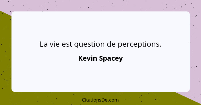 La vie est question de perceptions.... - Kevin Spacey