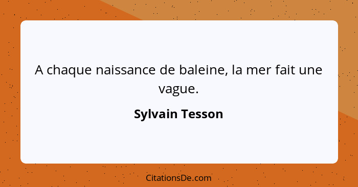 A chaque naissance de baleine, la mer fait une vague.... - Sylvain Tesson