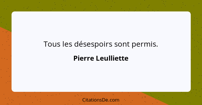 Tous les désespoirs sont permis.... - Pierre Leulliette