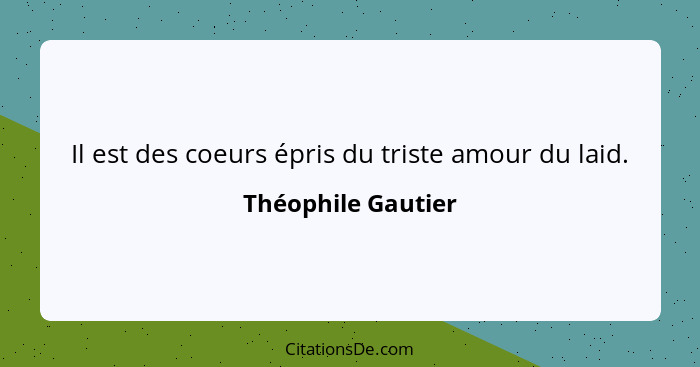 Il est des coeurs épris du triste amour du laid.... - Théophile Gautier