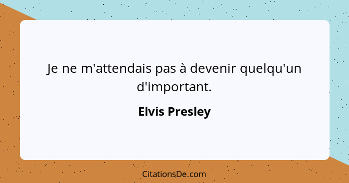 Je ne m'attendais pas à devenir quelqu'un d'important.... - Elvis Presley