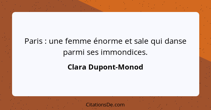 Paris : une femme énorme et sale qui danse parmi ses immondices.... - Clara Dupont-Monod