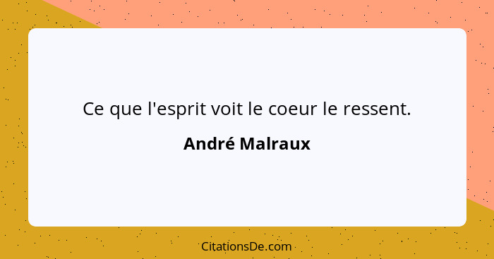 Ce que l'esprit voit le coeur le ressent.... - André Malraux