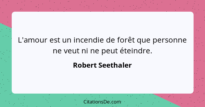 L'amour est un incendie de forêt que personne ne veut ni ne peut éteindre.... - Robert Seethaler