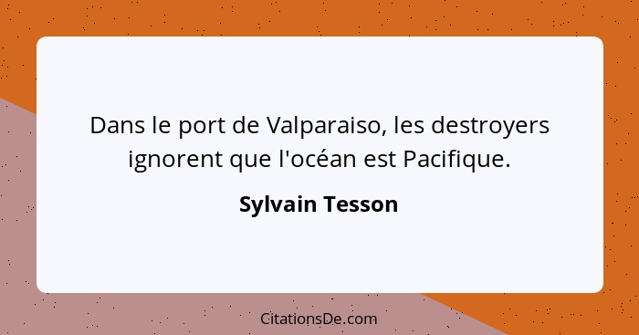Dans le port de Valparaiso, les destroyers ignorent que l'océan est Pacifique.... - Sylvain Tesson