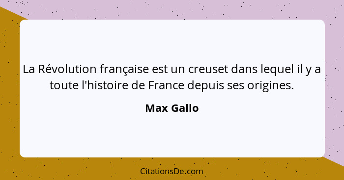 La Révolution française est un creuset dans lequel il y a toute l'histoire de France depuis ses origines.... - Max Gallo