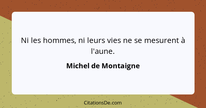 Ni les hommes, ni leurs vies ne se mesurent à l'aune.... - Michel de Montaigne