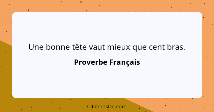 Une bonne tête vaut mieux que cent bras.... - Proverbe Français