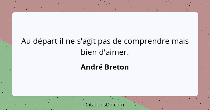 Au départ il ne s'agit pas de comprendre mais bien d'aimer.... - André Breton