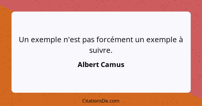 Un exemple n'est pas forcément un exemple à suivre.... - Albert Camus