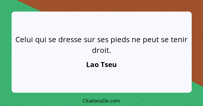 Celui qui se dresse sur ses pieds ne peut se tenir droit.... - Lao Tseu