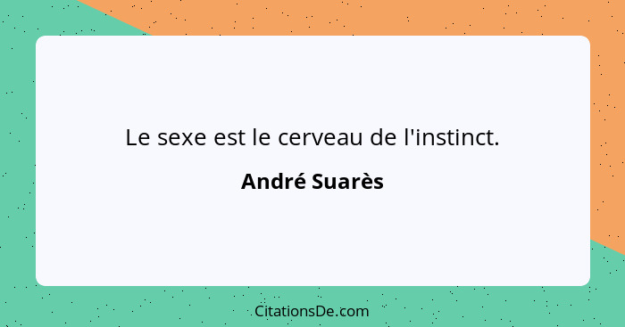 Le sexe est le cerveau de l'instinct.... - André Suarès