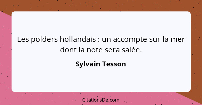 Les polders hollandais : un accompte sur la mer dont la note sera salée.... - Sylvain Tesson