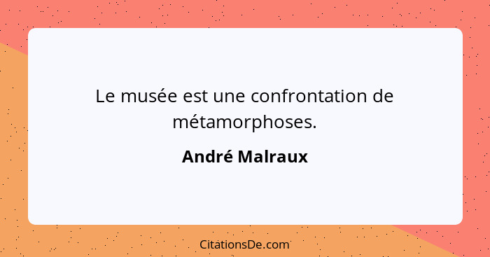 Le musée est une confrontation de métamorphoses.... - André Malraux