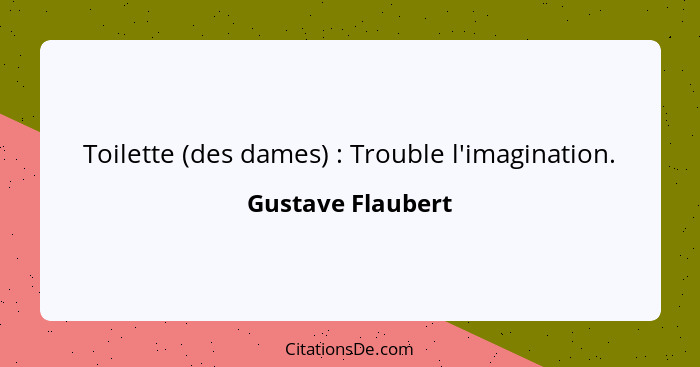 Toilette (des dames) : Trouble l'imagination.... - Gustave Flaubert