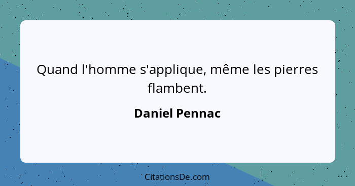 Quand l'homme s'applique, même les pierres flambent.... - Daniel Pennac