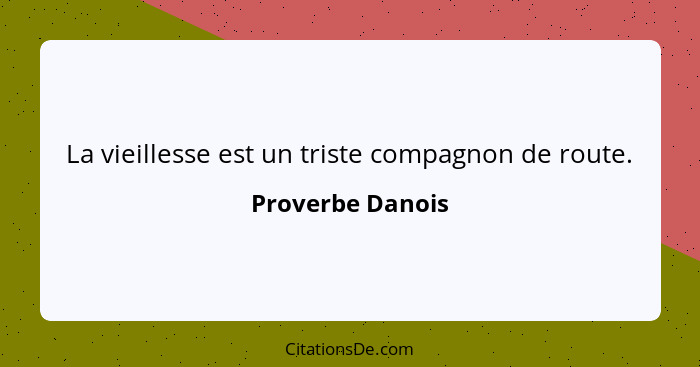 La vieillesse est un triste compagnon de route.... - Proverbe Danois