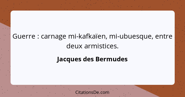 Guerre : carnage mi-kafkaïen, mi-ubuesque, entre deux armistices.... - Jacques des Bermudes