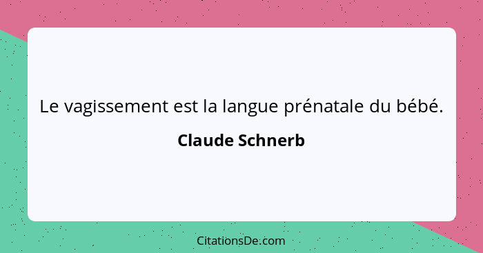 Le vagissement est la langue prénatale du bébé.... - Claude Schnerb