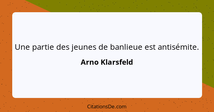 Une partie des jeunes de banlieue est antisémite.... - Arno Klarsfeld