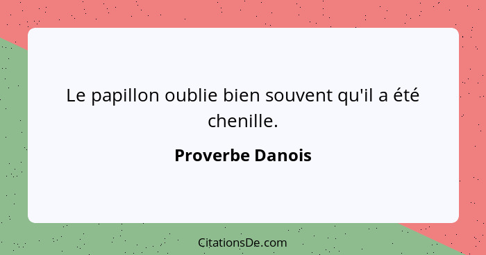 Le papillon oublie bien souvent qu'il a été chenille.... - Proverbe Danois